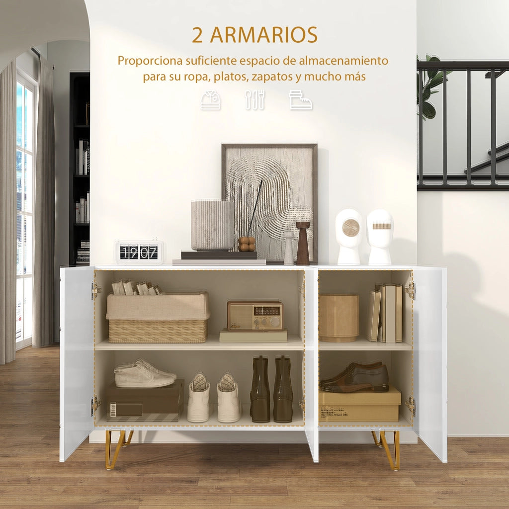 Consolle con ante e ripiani ¨C Minimal ¨C Bianco 120x40x75 cm