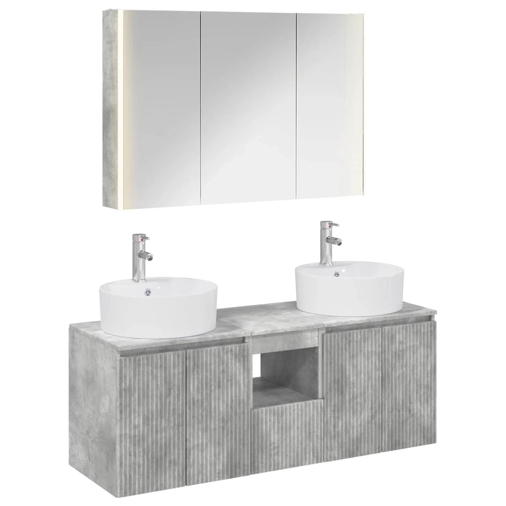 Set di Armadi da Bagno 4 pz Grigio Cemento Legno ingegnerizzato 3406466