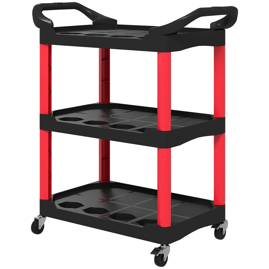 Carrello portautensili 3 ripiani ¨C Xylo ¨C rosso plastica con ruote