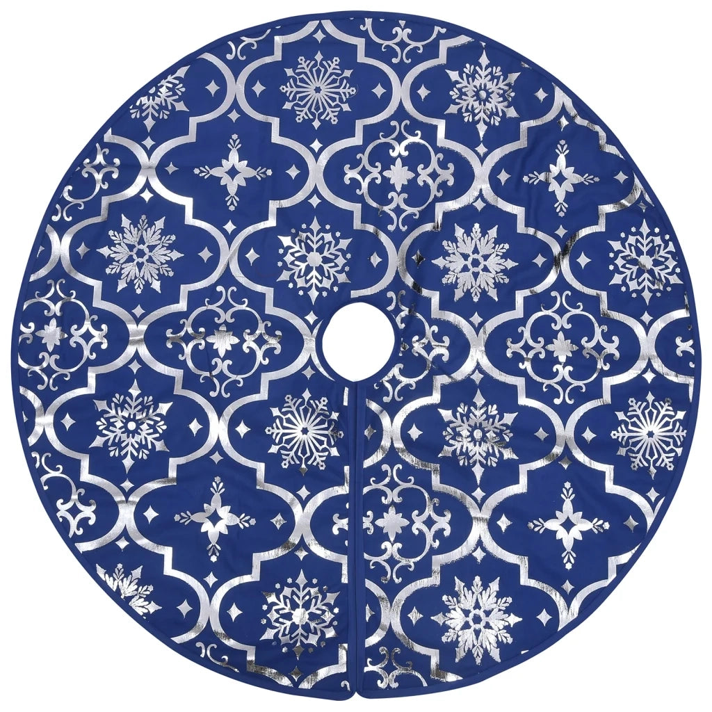 Gonna Albero Natale Raffinata con Calza-Decorazioni natalizie Blu Tessuto 122 cm