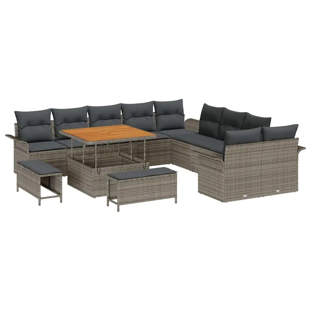 Set Divano da Giardino con cuscino 13 pcs Grigio 3364138