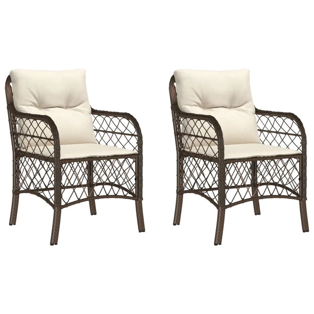 Sedie da Giardino con Cuscini 2 pz | Sedie da Esterno Marroni in Polyrattan