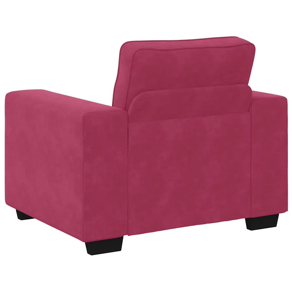 Set di Divani 3 pz con Cuscini Rosso Vino in Velluto 3324671
