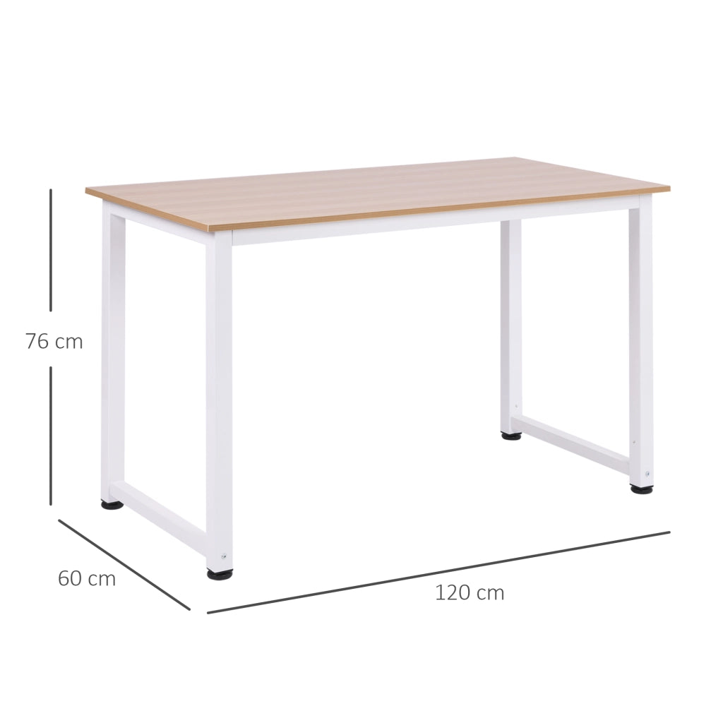 EasyComfort Scrivania Moderna per Computer con Gambe Regolabili e Struttura in MDF e Metallo, Tavolo da Pranzo 120x60x76 cm, Bianco e color Legno