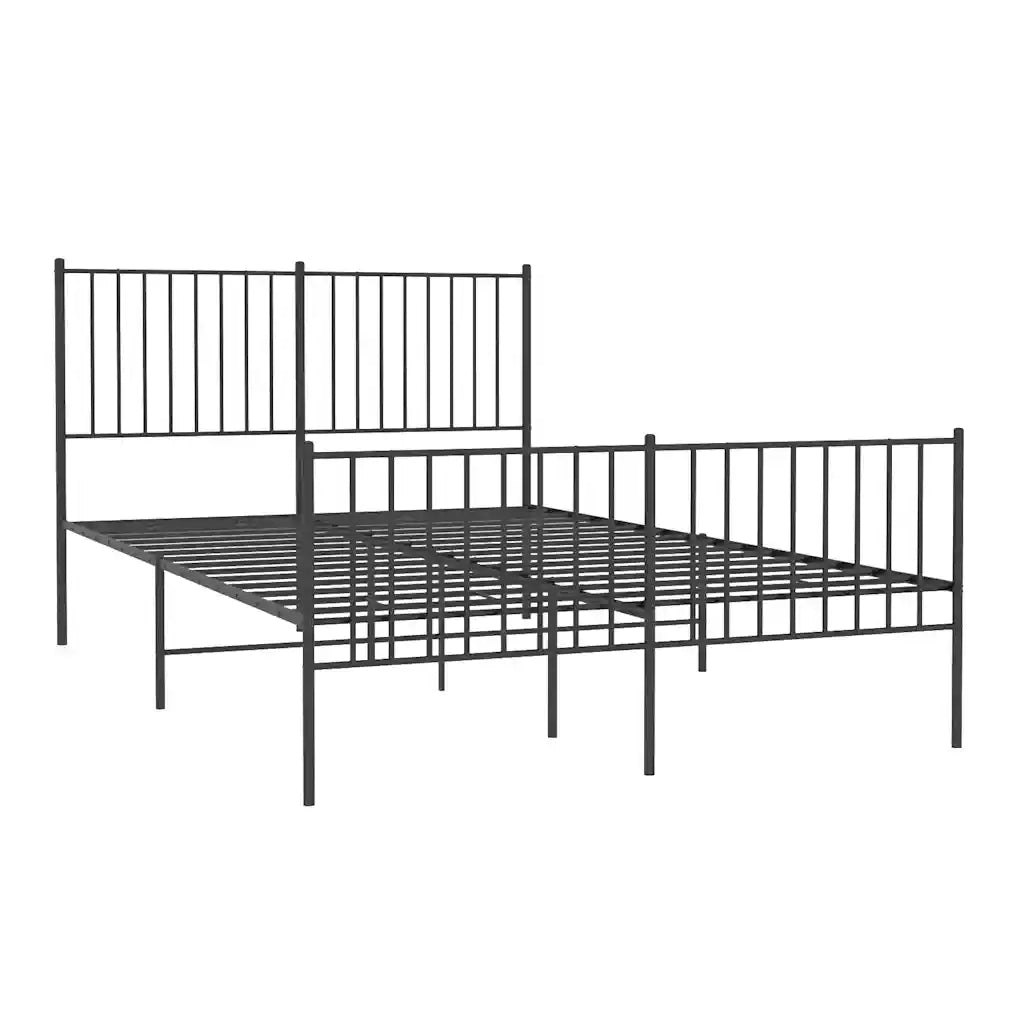 Giroletto con Testiera e Pediera Metallo Nero 135x190 cm 350881