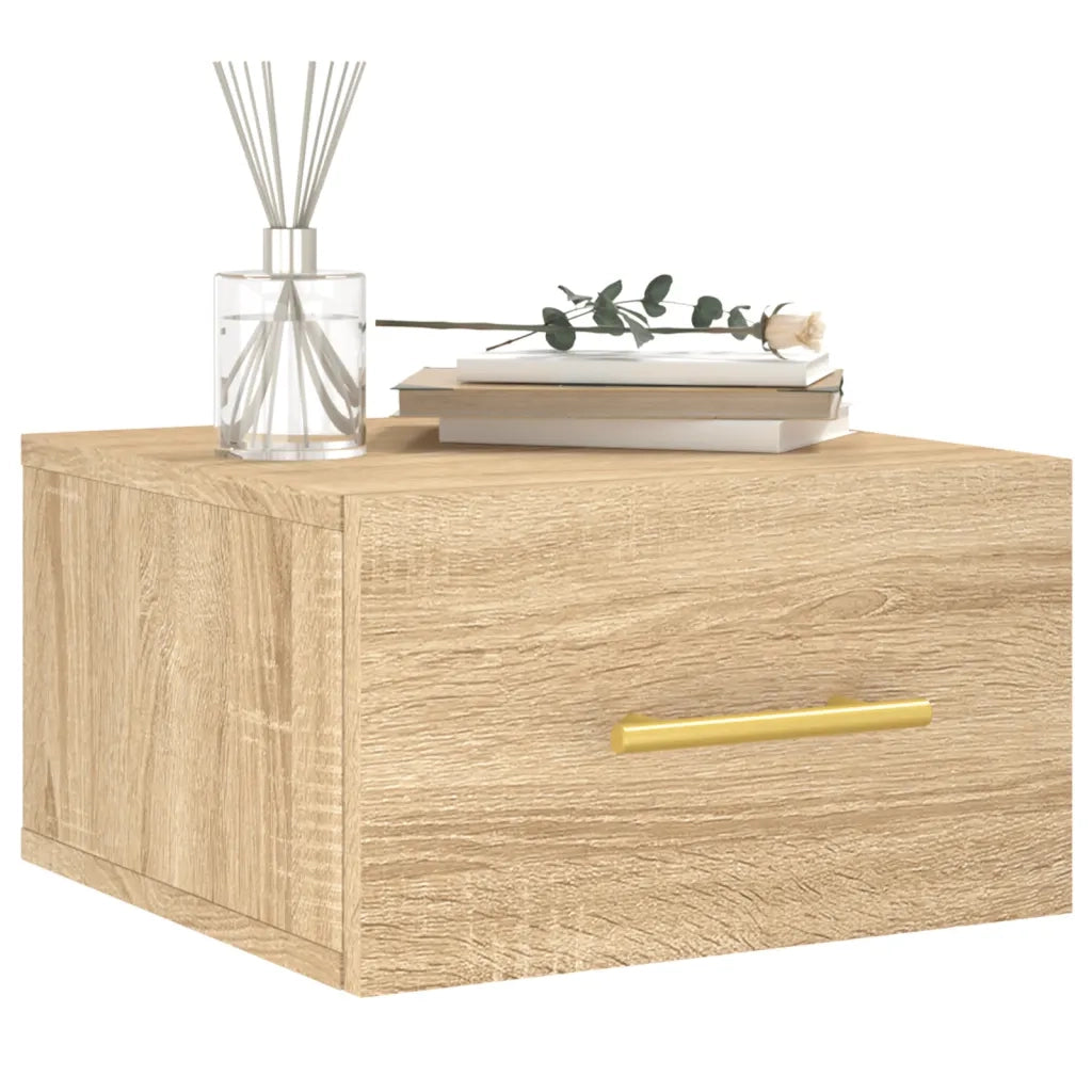 Set di 2 Comodini | Armadio da Notte | Mobiletto da notte a Muro Rovere Sonoma 35x35x20 cm