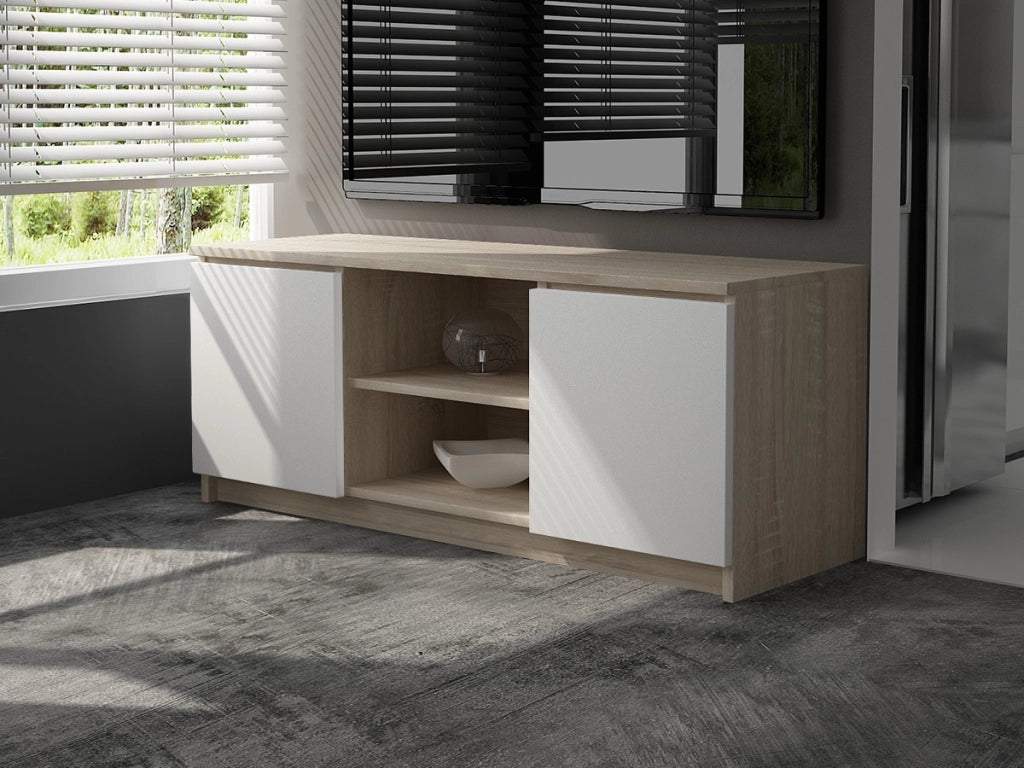 Mobile TV AKORD Sonoma Quercia 120 cm 2 ante inserto frontale Bianco 120x40x55 cm