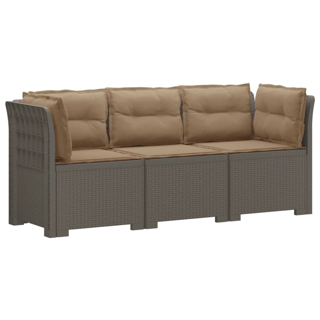 Divano da esterno-Divano da Giardino 3 posti con cuscini in look rattan PP 399645