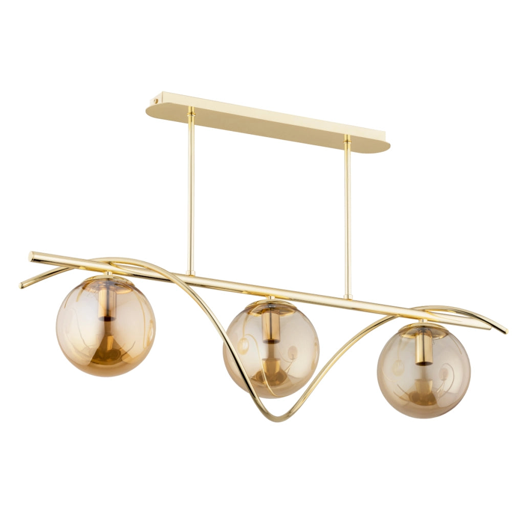 Lampada a sospensione Varna ottone ambra 3xE14 Alfa