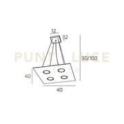 PATH SOSPENSIONE 4+2 LUCI ATTACCO GX53 BIEMISSIONE QUADRA VERDE