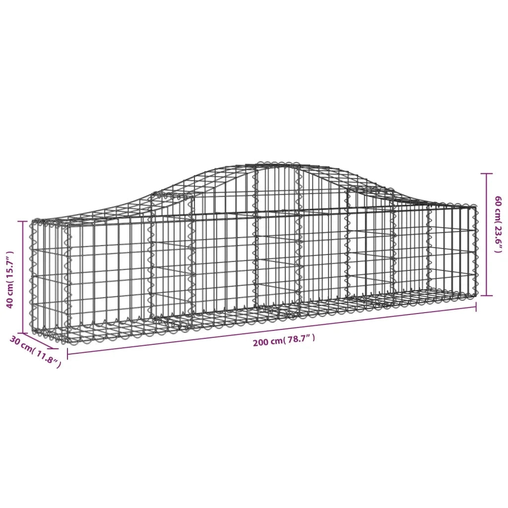 Cesto Gabbione ad Arco 200x30x40/60 cm Ferro Zincato