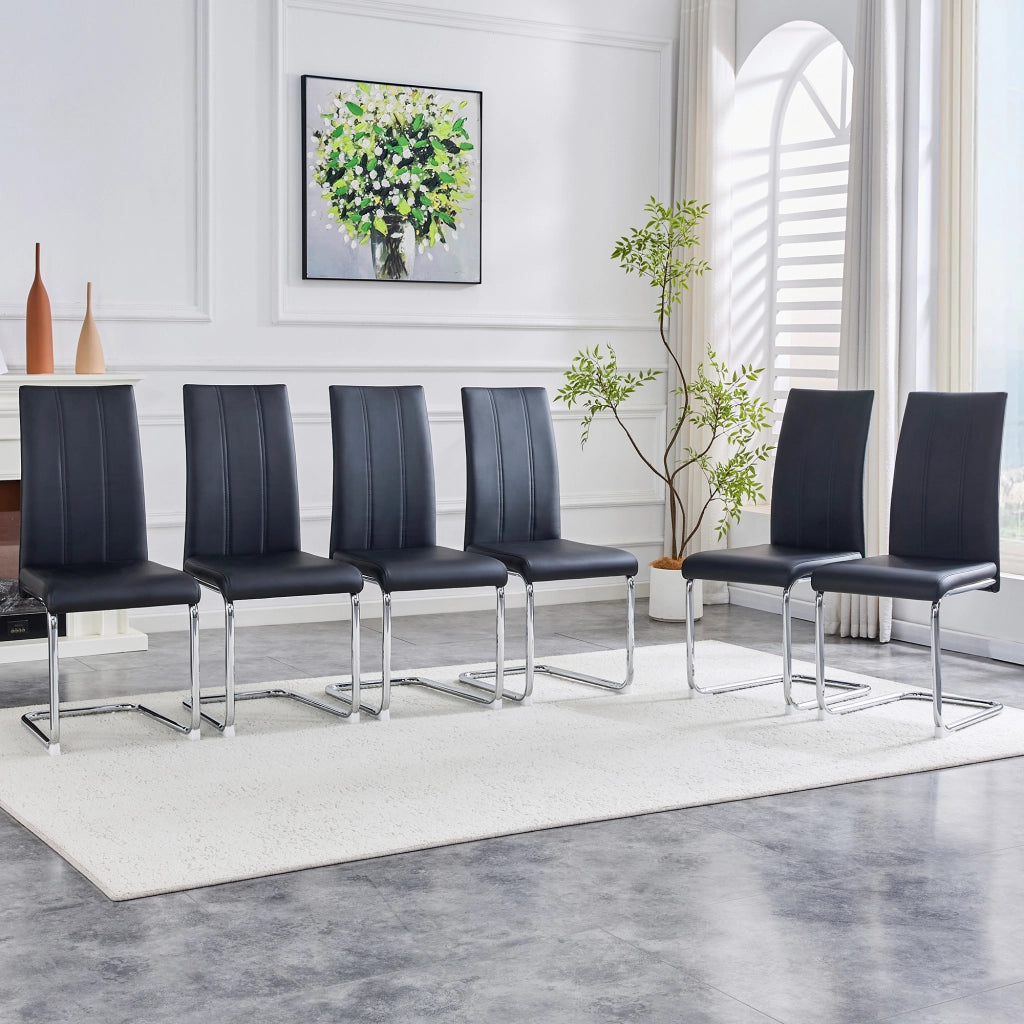 Sedia da Pranzo Moderna ¨C MINIMAL ¨C Nero, Ecopelle e Struttura in Metallo