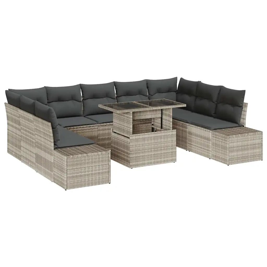 Set Divano da Giardino con cuscino 10 pcs Grigio chiaro 3349248