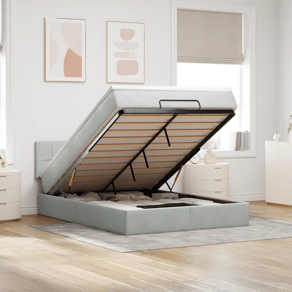 Struttura Letto Pouf con Materasso 140x200 cm in Velluto 3312626