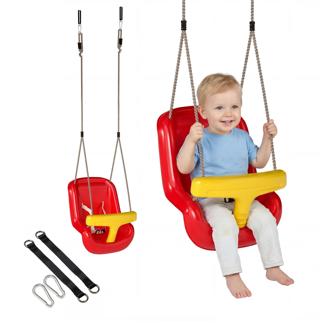 Altalena per Bambini con Cuscino e Sicurezza ¨C Minimal ¨C Rosso per Interno/Esterno