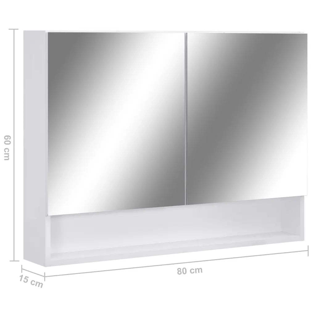 Armadietto a Specchio con LED-Mobile con specchio Bianco 80x15x60 cm in MDF