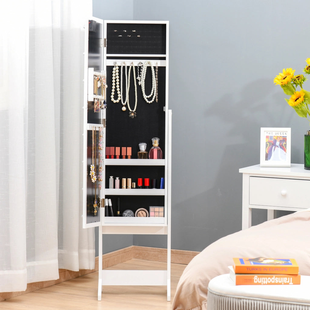 Armadio con Specchio e Luci LED ¨C Minimal ¨C Bianco 36x30x136 cm