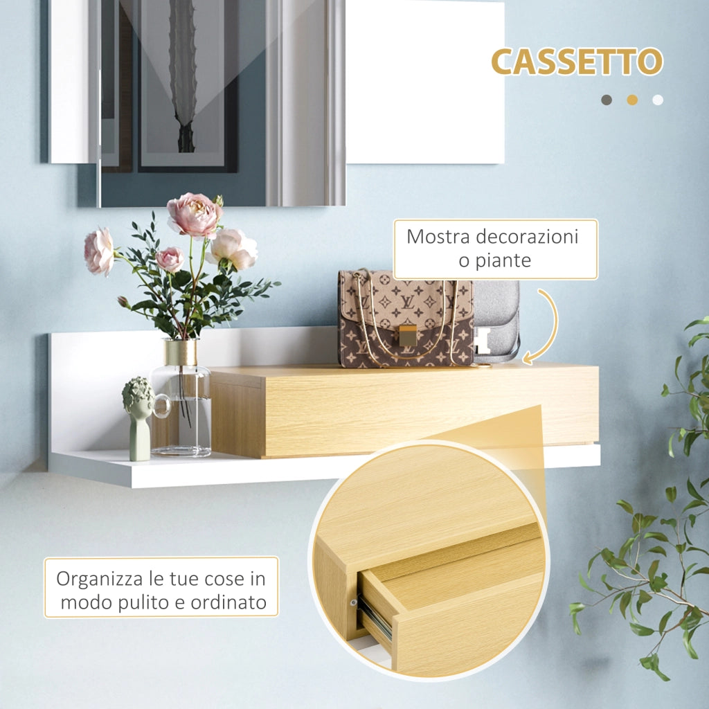 Mobile da Ingresso con Specchio e Cassetto ¨C Xylo ¨C Legno Bianco 40x70cm