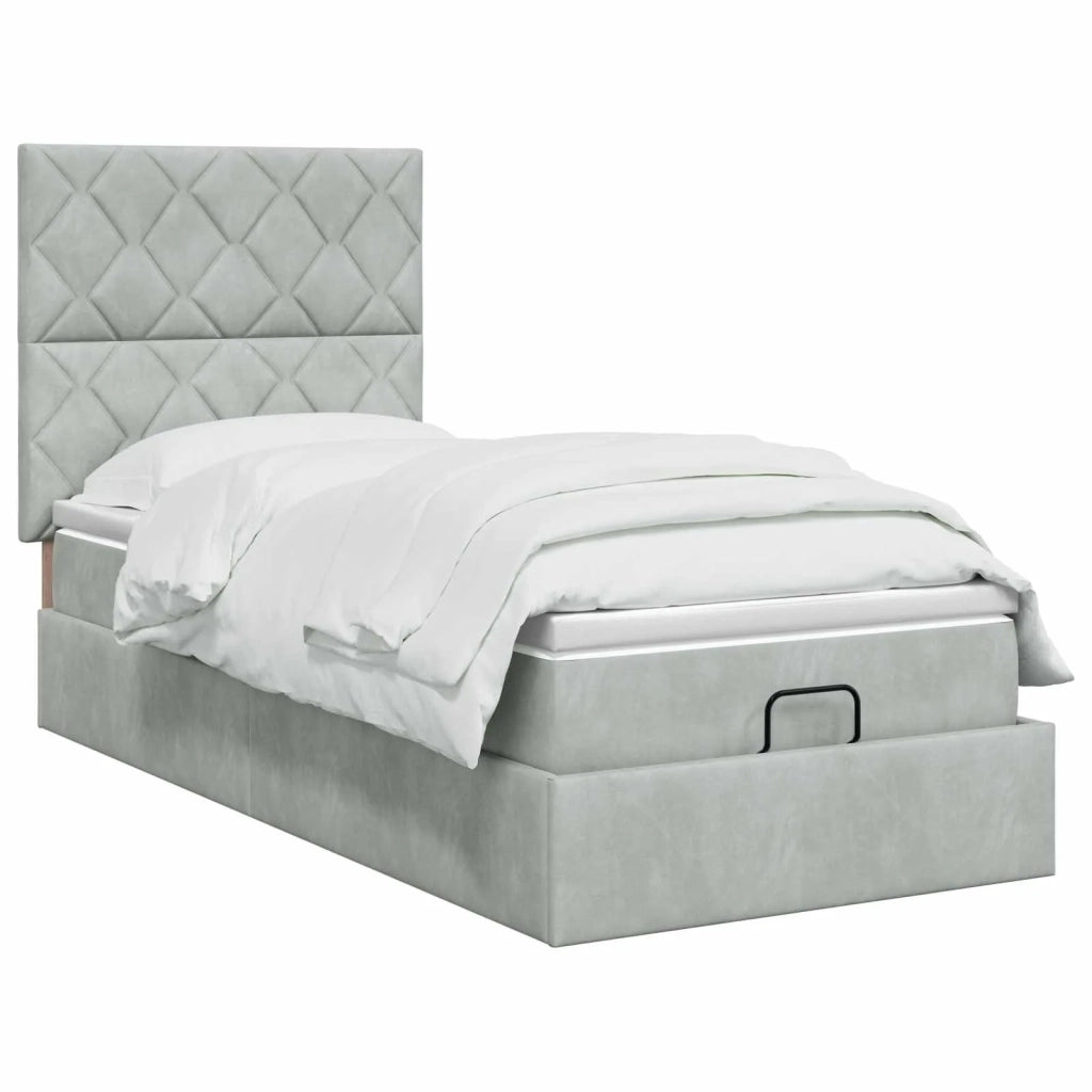 Letto Ottomano con Materasso e LED Grigio Chiaro 80 x 200 cm 3458337