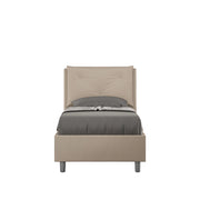 BS COM Letto singolo con rete imbottito 80x200 similpelle tortora