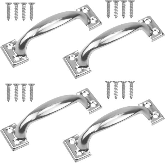 Maniglie per finestra in stile rustico - 4 pezzi - Argento - 7,6 cm