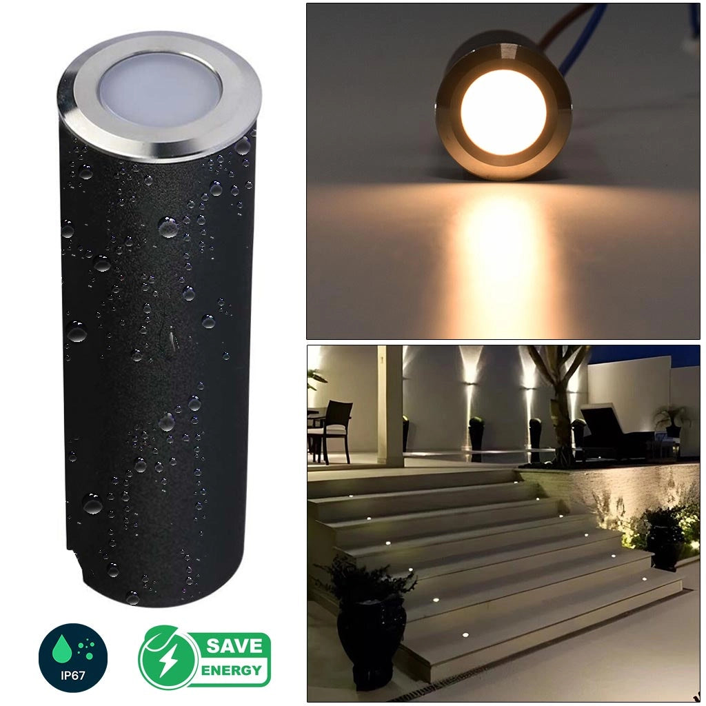 Mini faretto spot segnapassi LED IP67 calpestabile incasso tondo parete terra punto luce gradini scale percorsi pedonali 230V 3000K