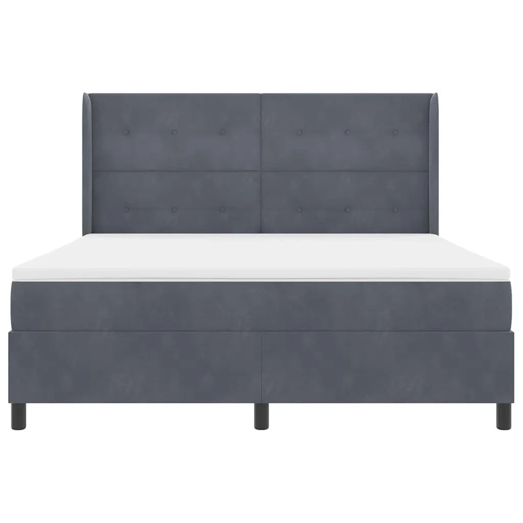 Letto a molle con materasso Grigio scuro 180 x 200 cm Velluto