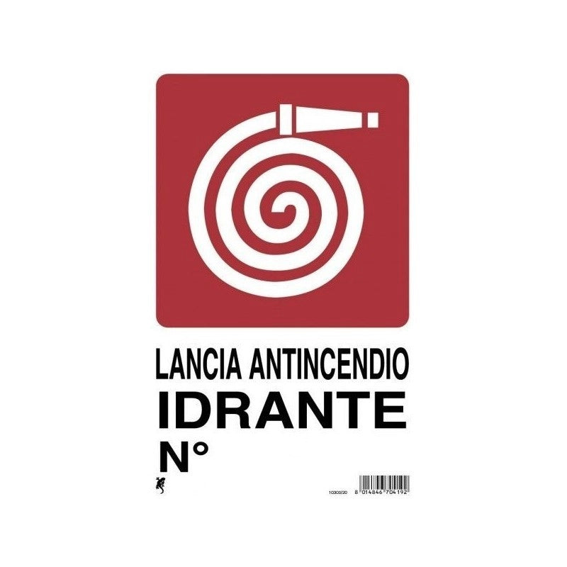 Cartello in plastica "lancia antincendio"  30 x 20 cm