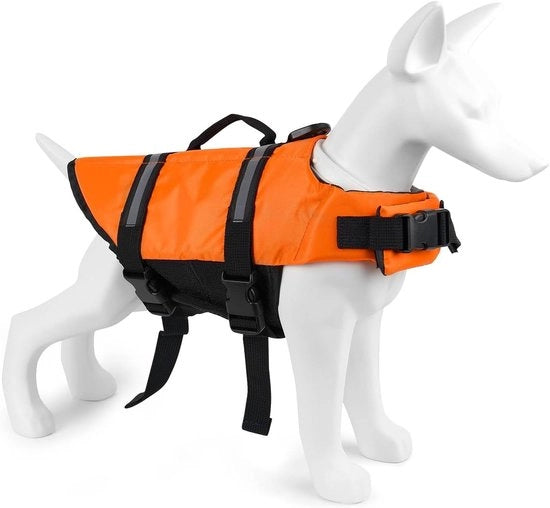 Vestone di salvataggio per cani - Vestone di sicurezza per animali domestici con misura regolabile e robusta presa di salvataggio e nuoto (M)