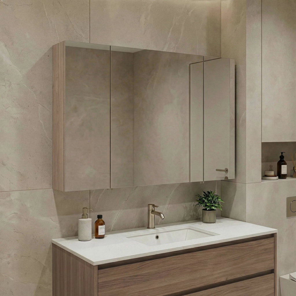 Mobile da bagno con specchio "Side 100" - 100 x 16 x 66 cm - Rovere
