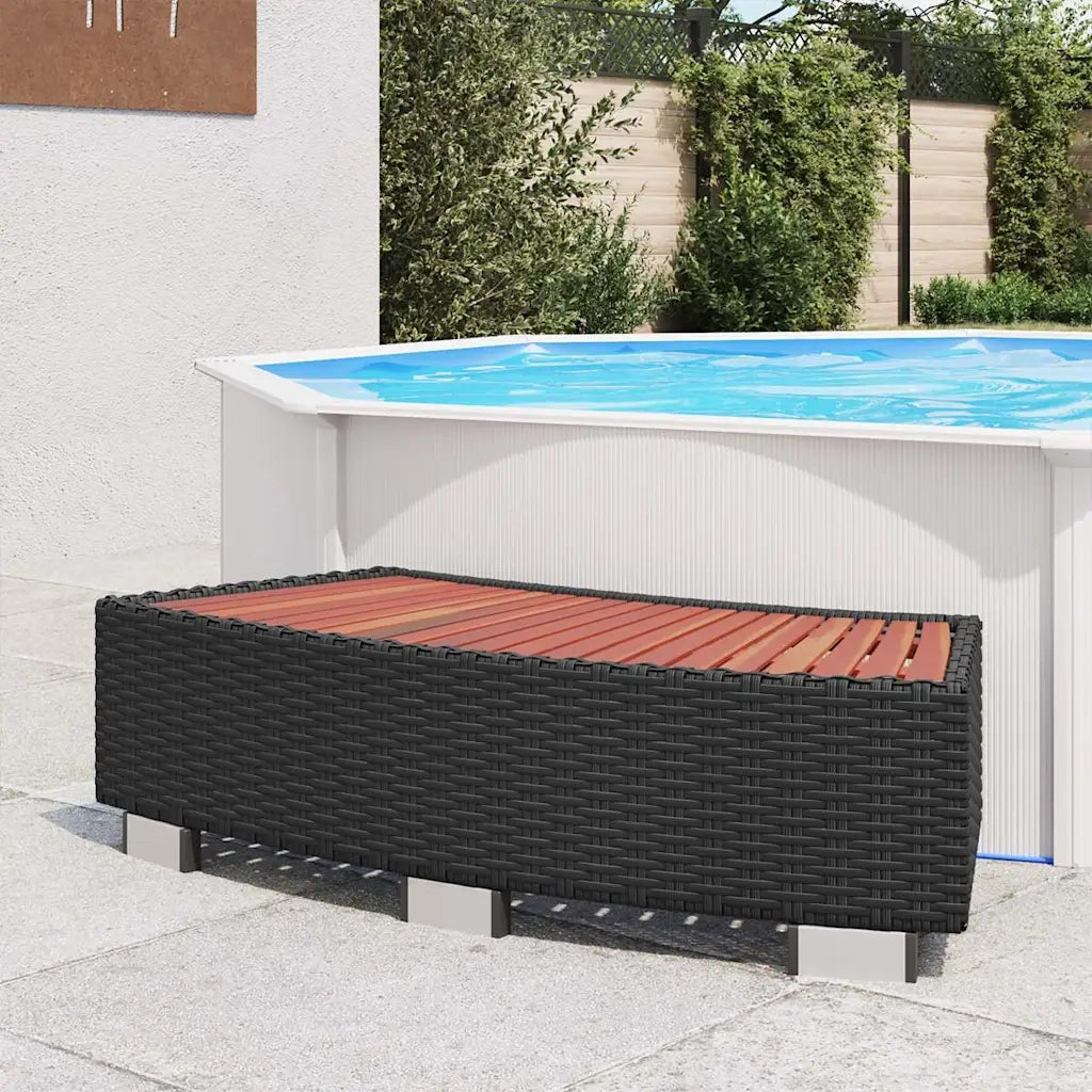 Scalino per Spa in Polyrattan 92x45x25 cm Nero 42700