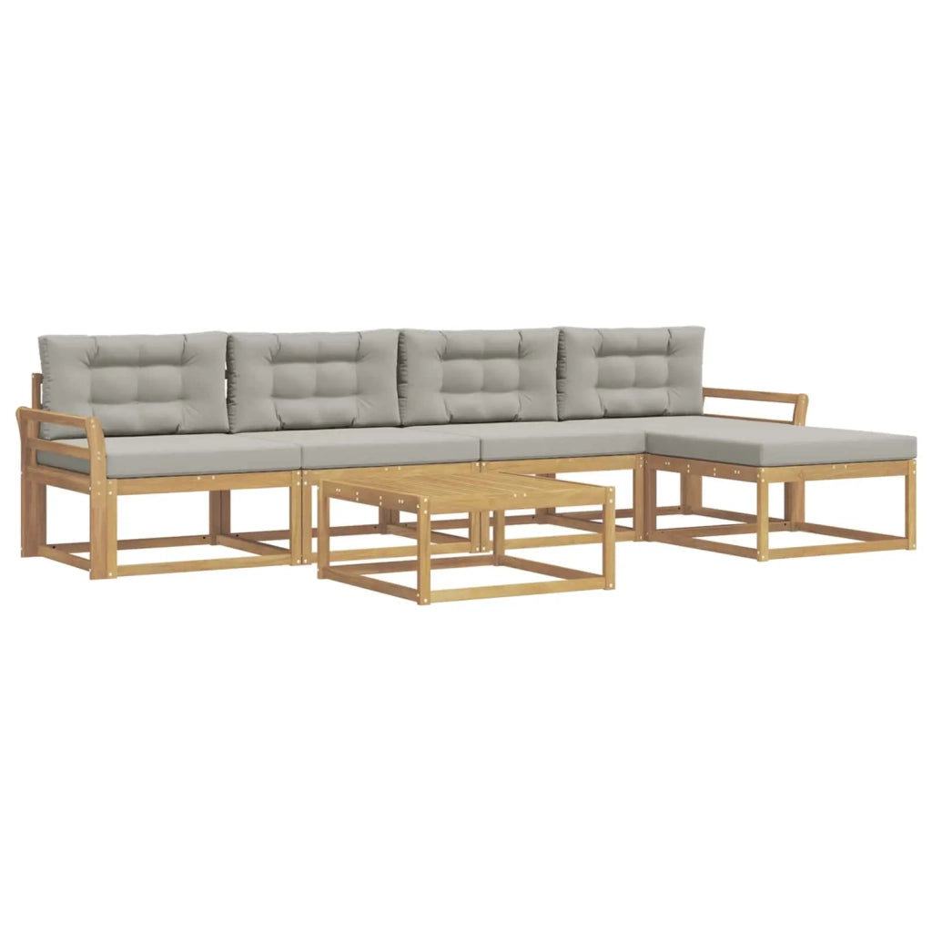 Set di divani da esterno 6 pz Bianco e Grigio Chiaro Poliestere 3386340