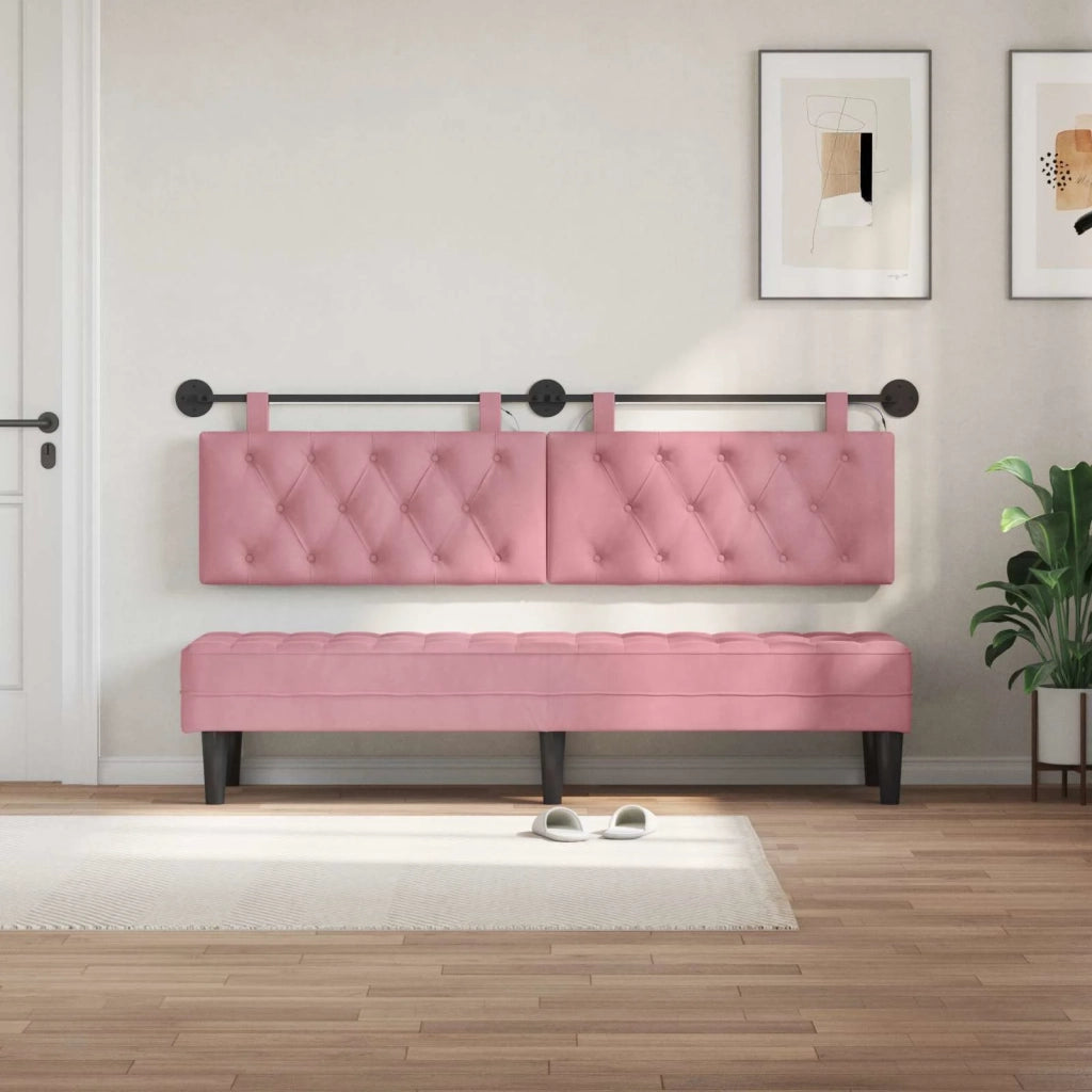 Testiera sospesa Con luce LED Rosa Velluto 3424669
