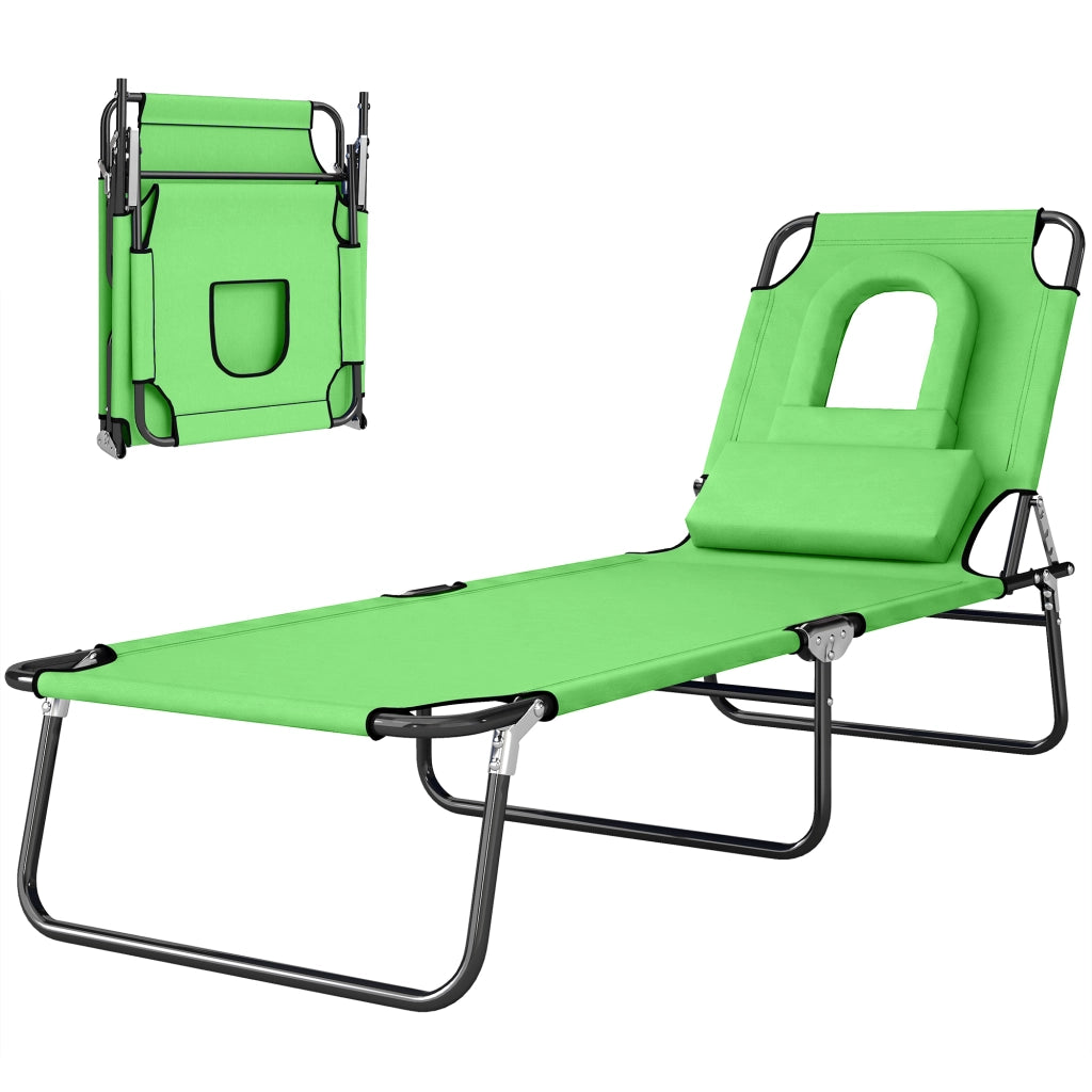 Lettino sole pieghevole con cuscino ¨C Minimal ¨C verde metallo