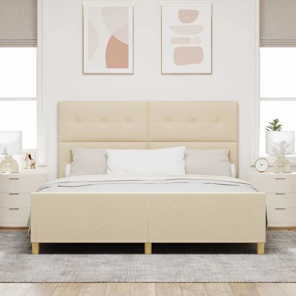 Struttura del letto con testiera Crema 180 x 200 cm Tessuto 3344751