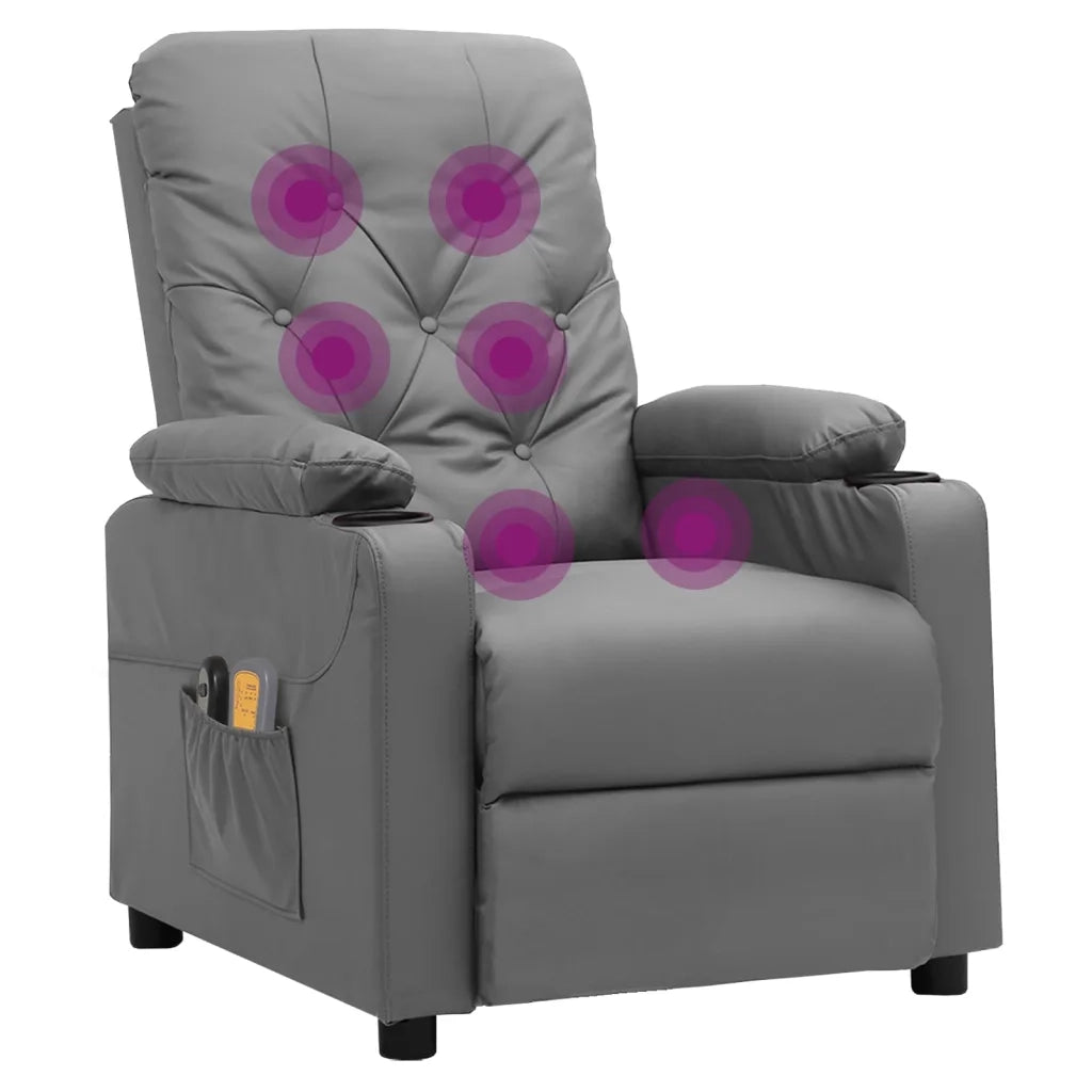 Poltrona Massaggiante Elettrica Grigio Similpelle 3098874