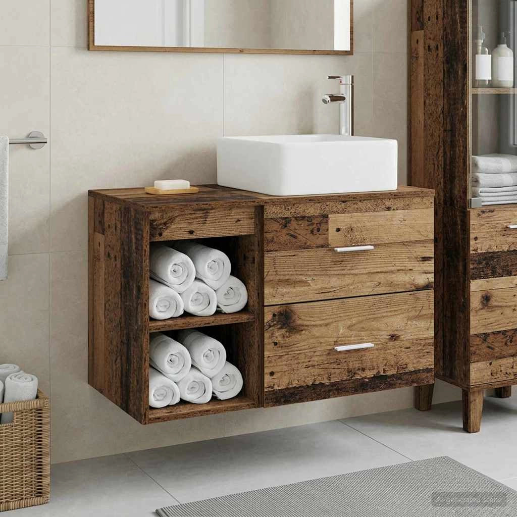 Set di mobili per il bagno 2 pz Legno antico 3403902