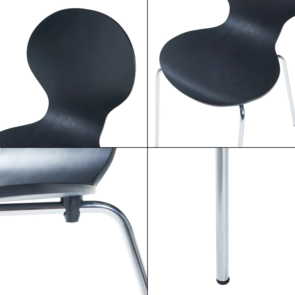 Set di 4 Sedie da Sala ETNE Impilabili - Nero / Cromato [en.casa]