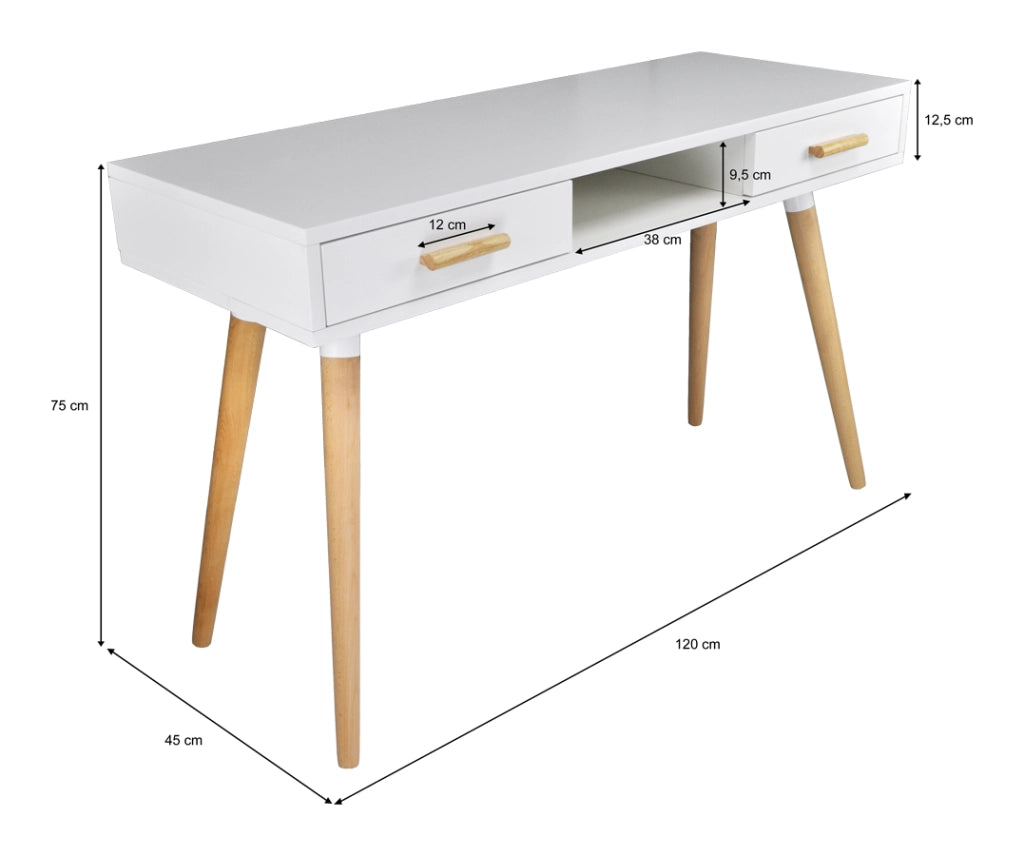 Consolle scrivania per cameretta e ufficio in stile nordico bianco - NO08SC