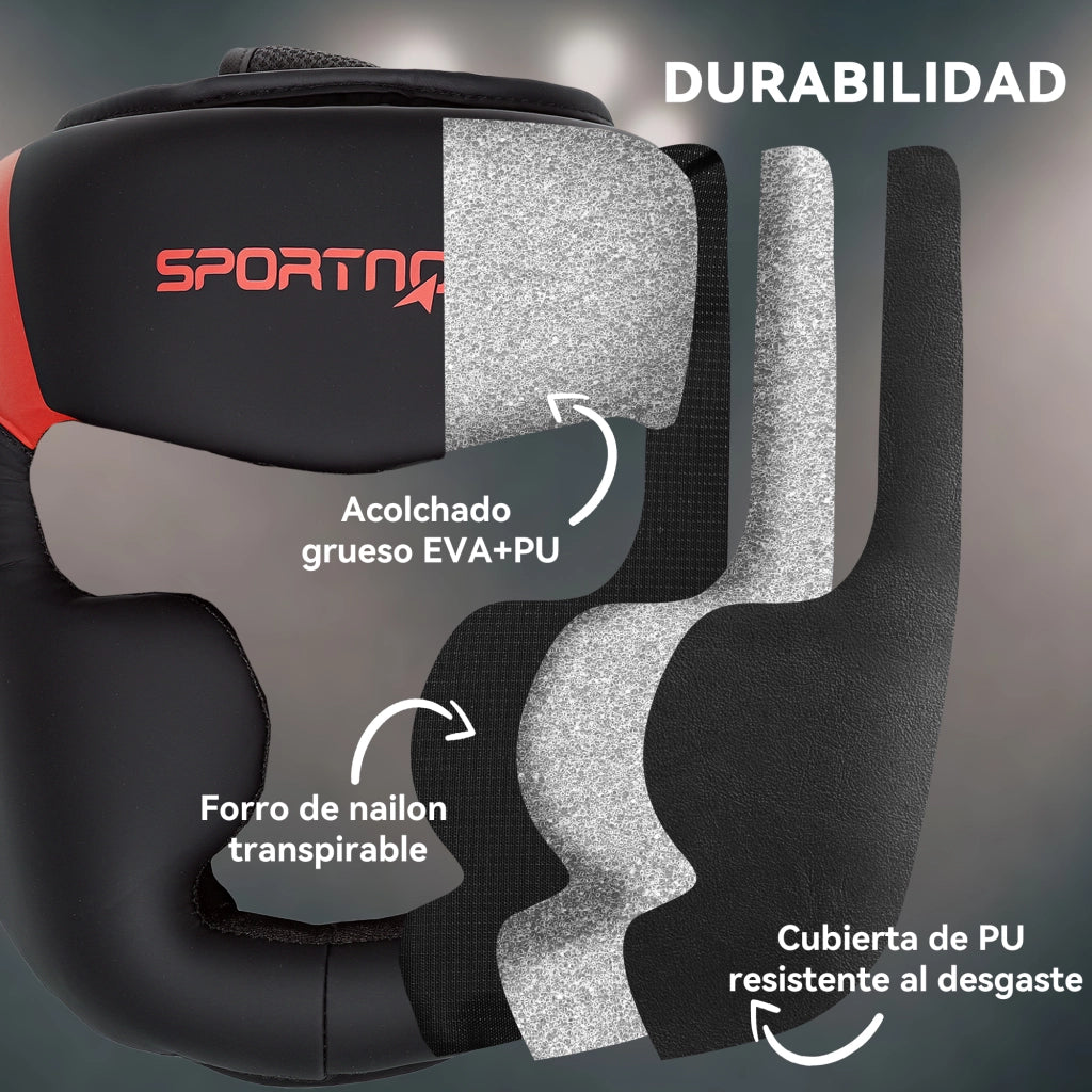 Casco da Boxe MMA ¨C Xylo ¨C Regolabile Rosso e Nero