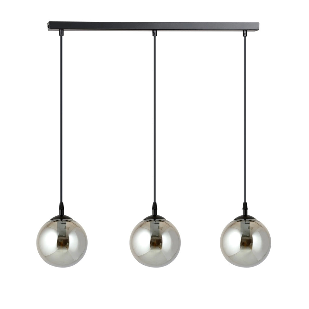 Lampadario Emibig Cosmo 3 luci E14 nero grafite vetro