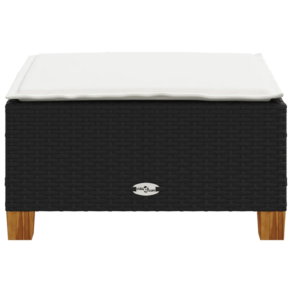 Sgabello Giardino con Cuscino Nero 63,5x56x32 cm in Polyrattan 365911