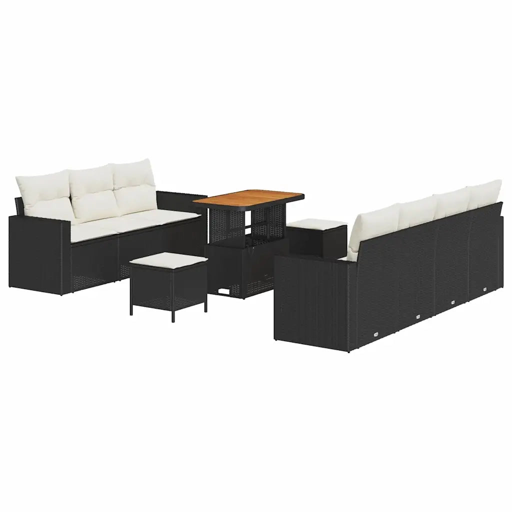 Set Divano da Giardino 10 pcs Nero polyrattan