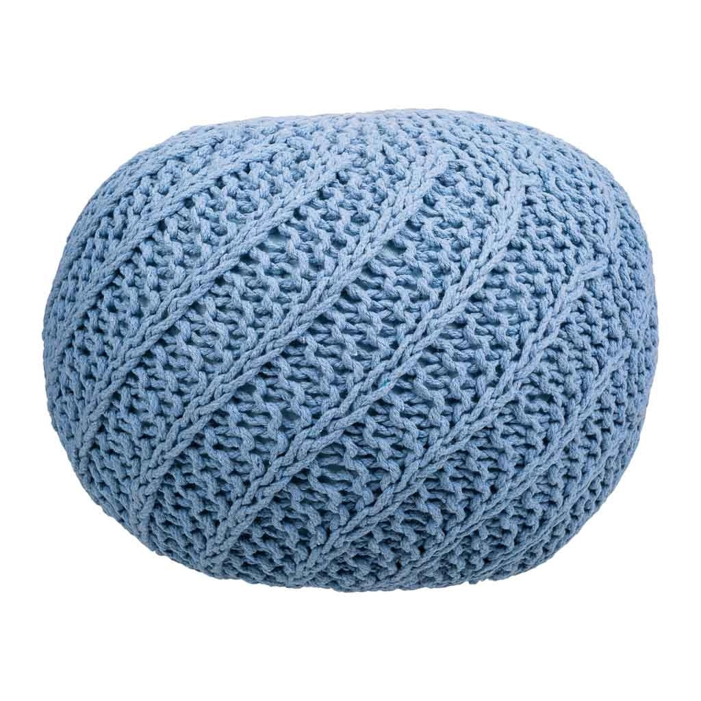 Puff de algodón trenzado azul 45x45x30