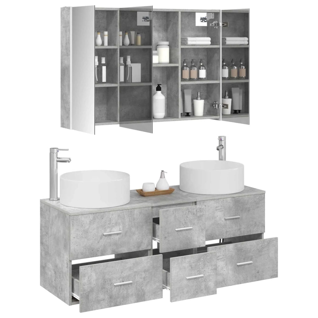 Set di mobili per il bagno 4 pz Grigio Cemento 3407106