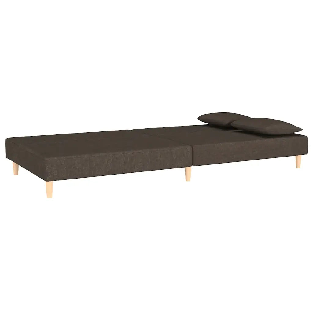 Divano Letto a 2 Posti con 2 Cuscini Marrone in Tessuto 375891