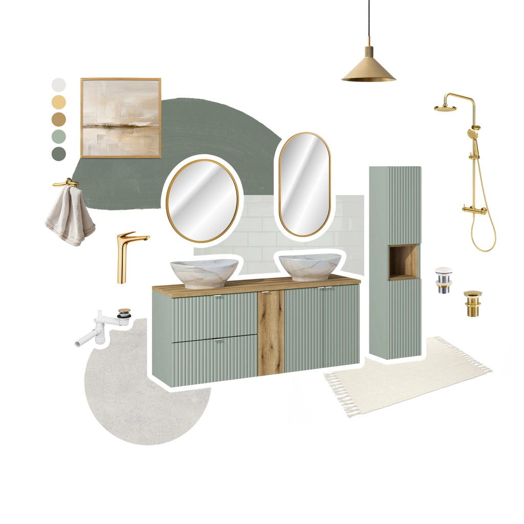 Set mobili bagno 80 cm con piano Line Reed Green 80 cm