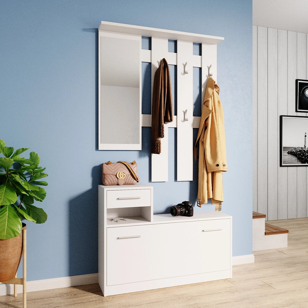 Vicco Armadio da ingresso Bianco 25 x 191 cm