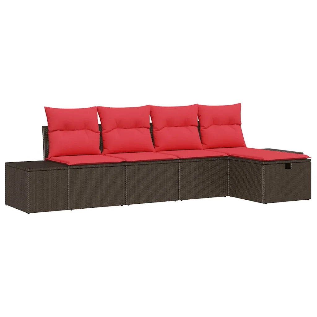 Set Divano da Giardino con cuscino 5 pcs Marrone polyrattan 3359363