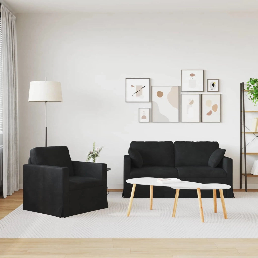 Set di divani 2 pcs Nero 158 x 78 x 80 cm Velluto 3407557